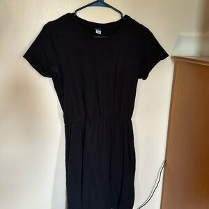 Black cinched waist tshirt dress